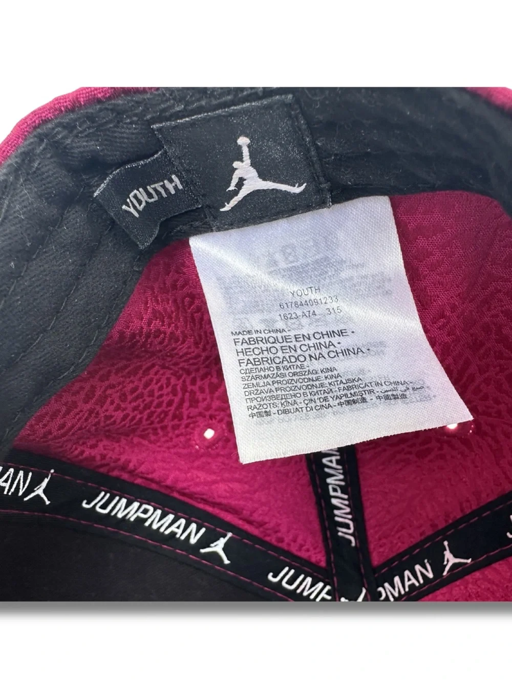 Jordan Snapback Hat in Magenta and Black with Elephant Print